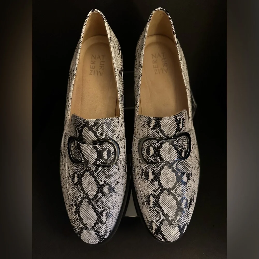 Naturalizer Women's Snake Print Loafers in Black and White